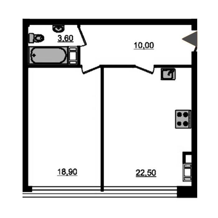 1-комнатная, 57 м² — ЖК ЖК Fusion (Фьюжн)
