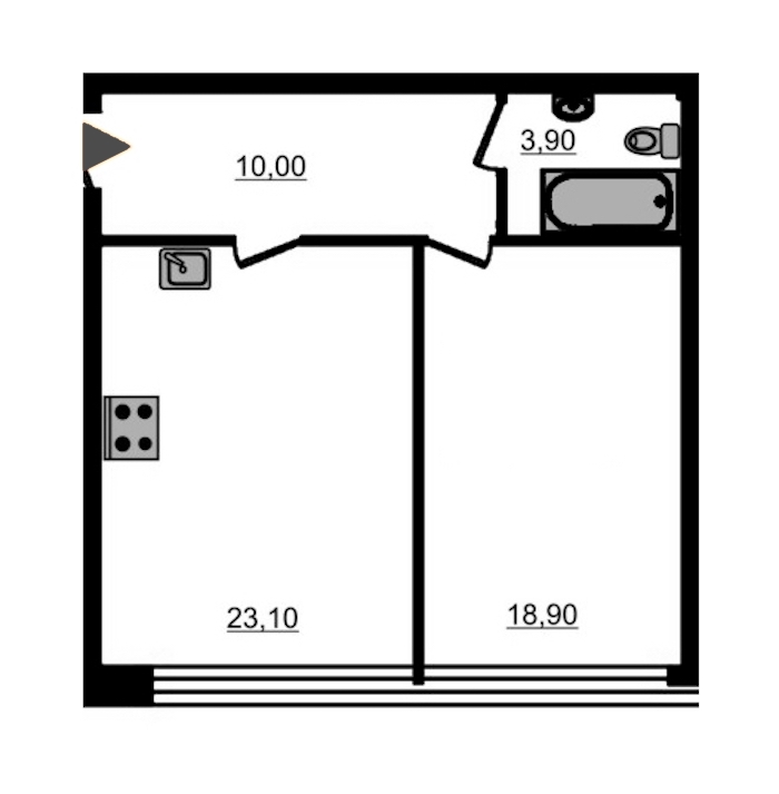 1-комнатная, 58 м² — ЖК ЖК Fusion (Фьюжн)