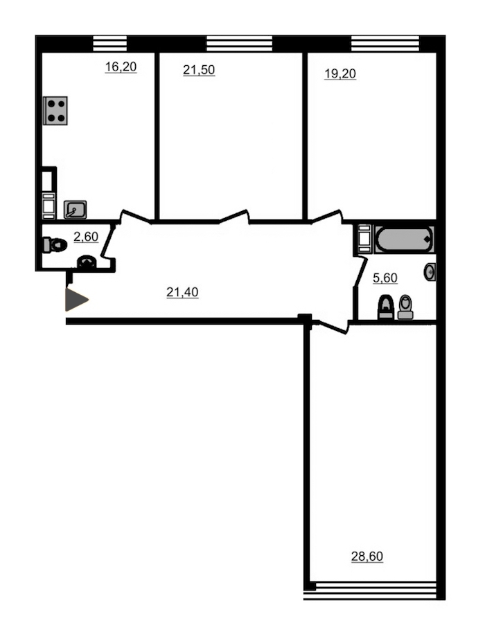 3-комнатная, 118 м² — ЖК ЖК Fusion (Фьюжн)