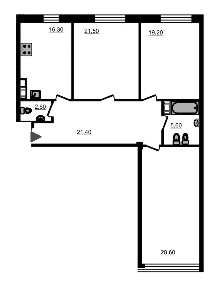 3-комнатная, 118 м² — ЖК ЖК Fusion (Фьюжн)