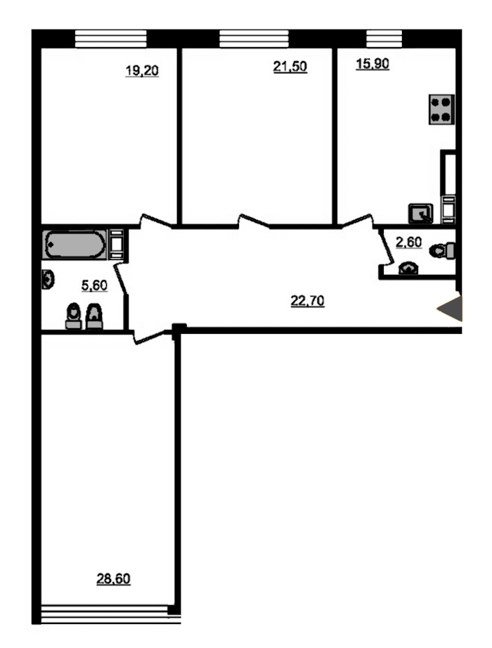 3-комнатная, 120 м² — ЖК ЖК Fusion (Фьюжн)