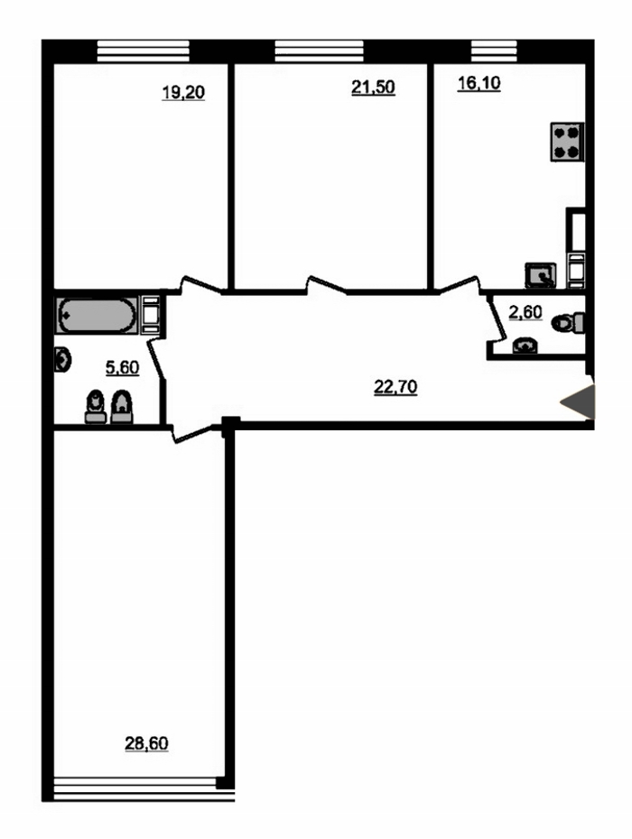 3-комнатная, 120 м² — ЖК ЖК Fusion (Фьюжн)