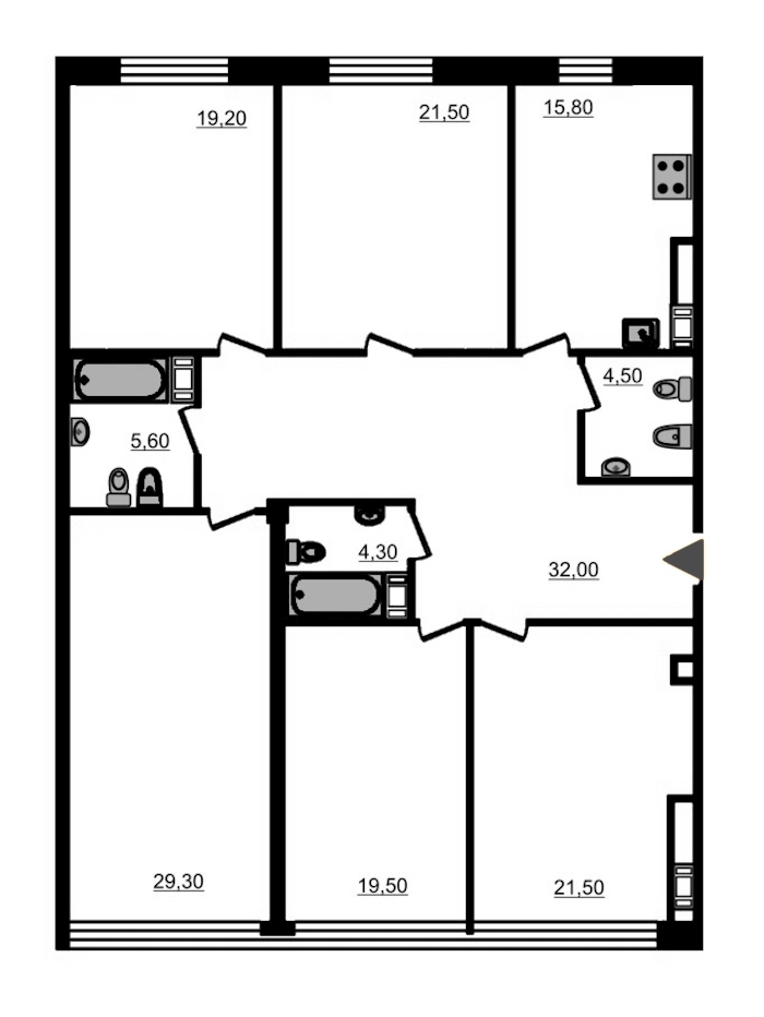 5-комнатная, 178 м² — ЖК ЖК Fusion (Фьюжн)
