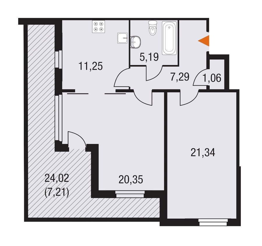 2-комнатная, 74 м² — ЖК ЖК Горки Парк