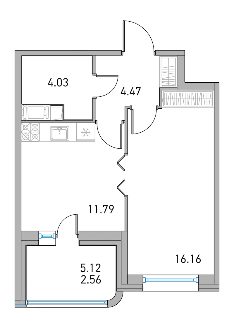 1-комнатная, 36 м² — ЖК ЖК Дом на Львовской