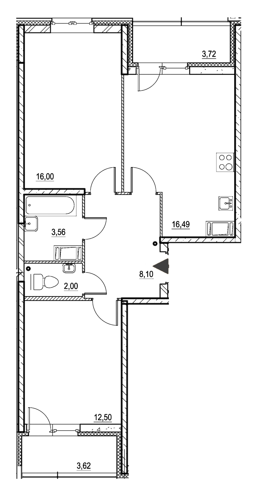2-комнатная, 62 м² — ЖК ЖК Охта Хаус
