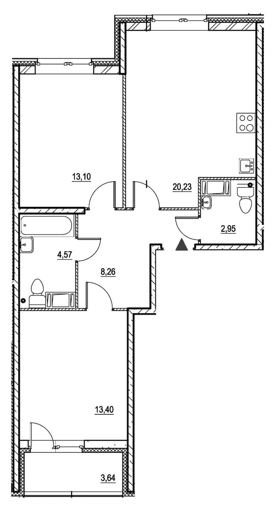 2-комнатная, 64 м² — ЖК ЖК Охта Хаус