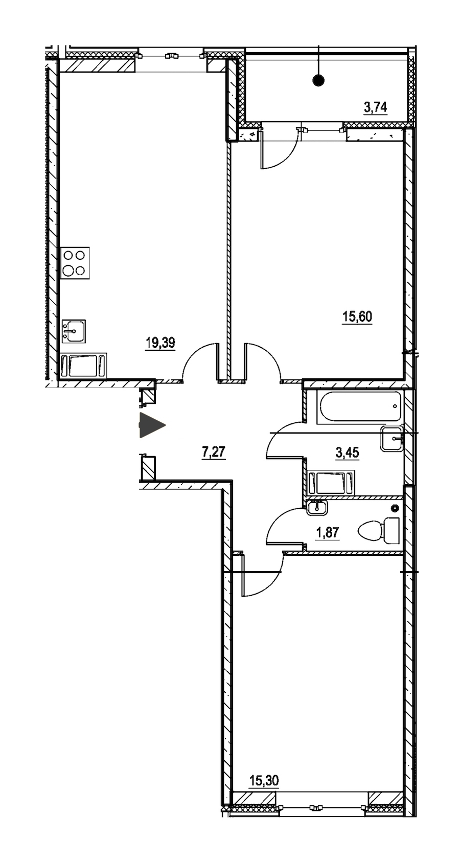 2-комнатная, 65 м² — ЖК ЖК Охта Хаус