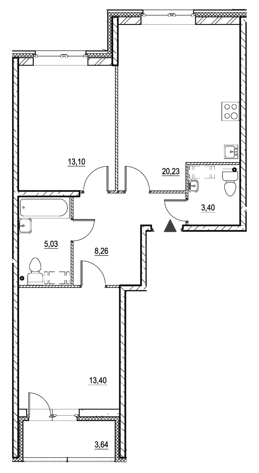 2-комнатная, 65 м² — ЖК ЖК Охта Хаус