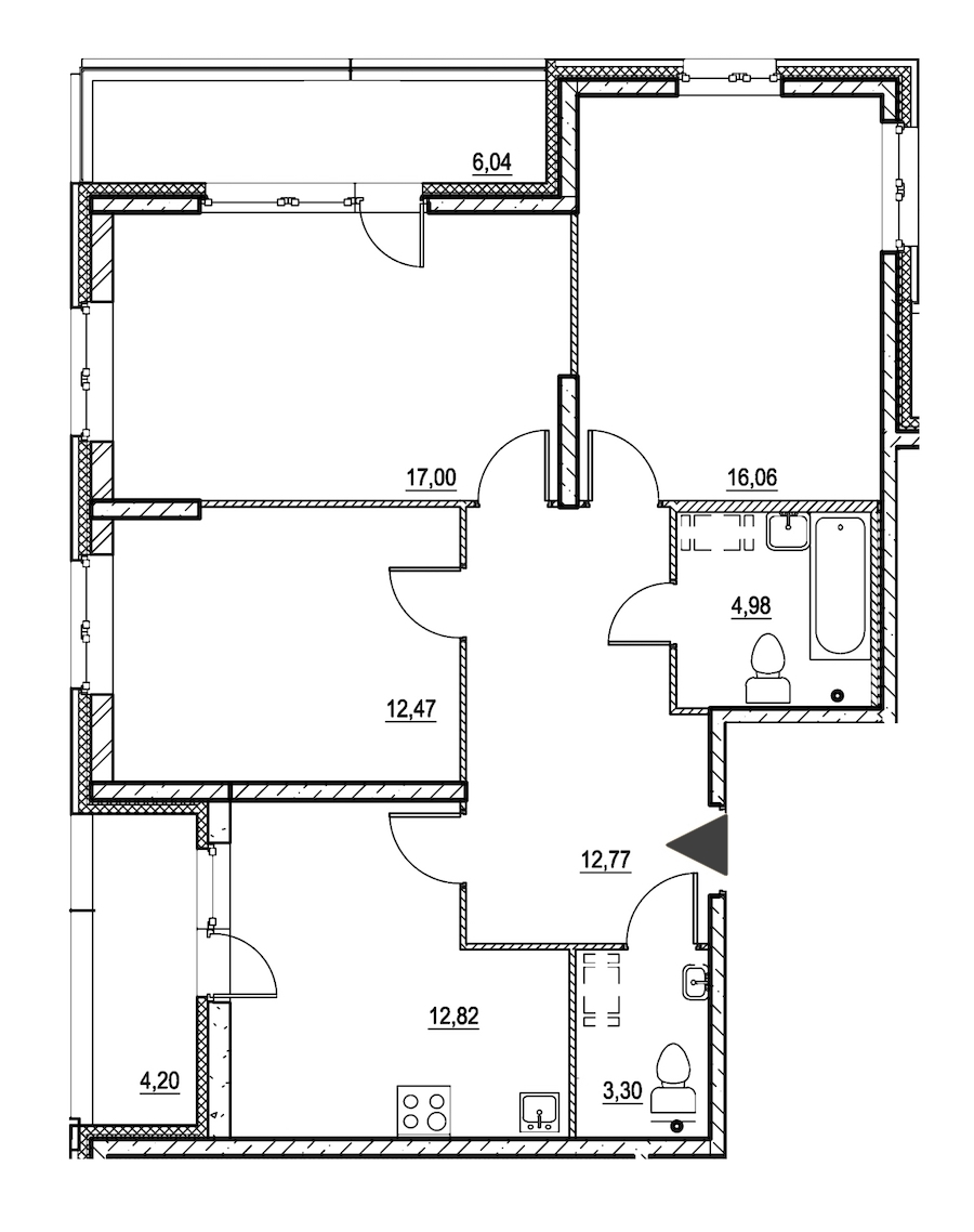 3-комнатная, 85 м² — ЖК ЖК Охта Хаус