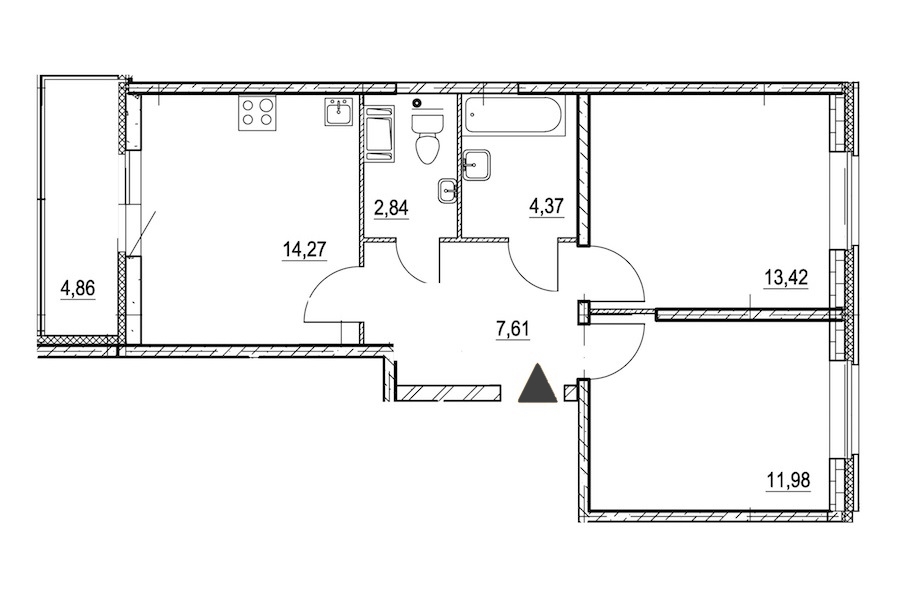 2-комнатная, 57 м² — ЖК ЖК Охта Хаус