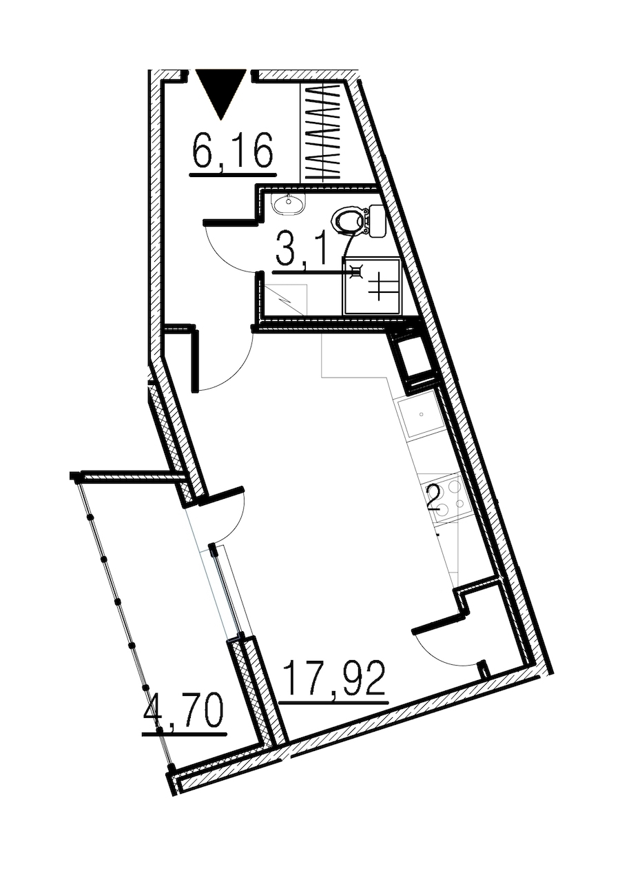 Студия, 27 м² — ЖК ЖК Мурино Парк