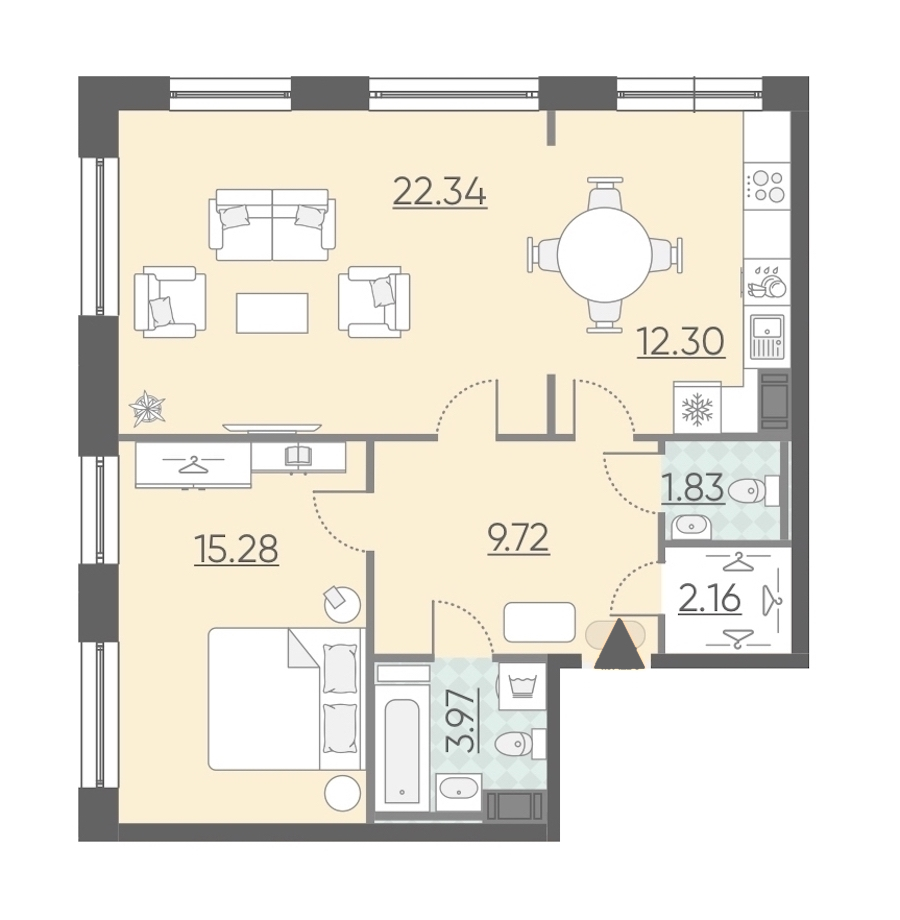 1-комнатная, 68 м² — ЖК Апарт-комплекс Neopark (Неопарк)
