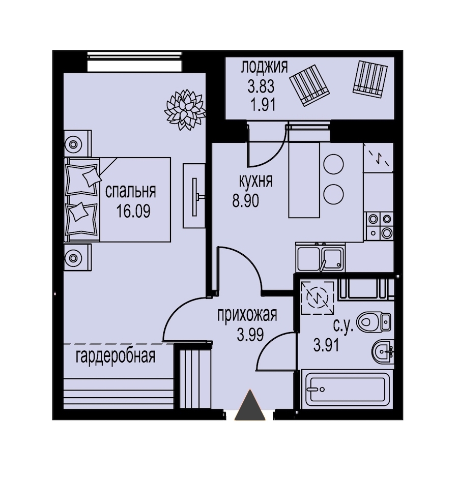 1-комнатная, 35 м² — ЖК ЖК ID Мурино (Айди Мурино)