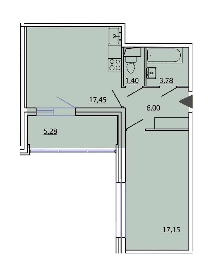 1-комнатная, 48 м² — ЖК ЖК Фамилия