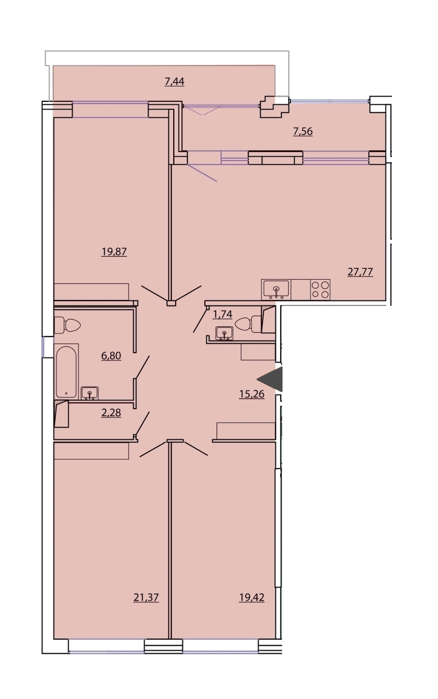 3-комнатная, 120 м² — ЖК ЖК Фамилия