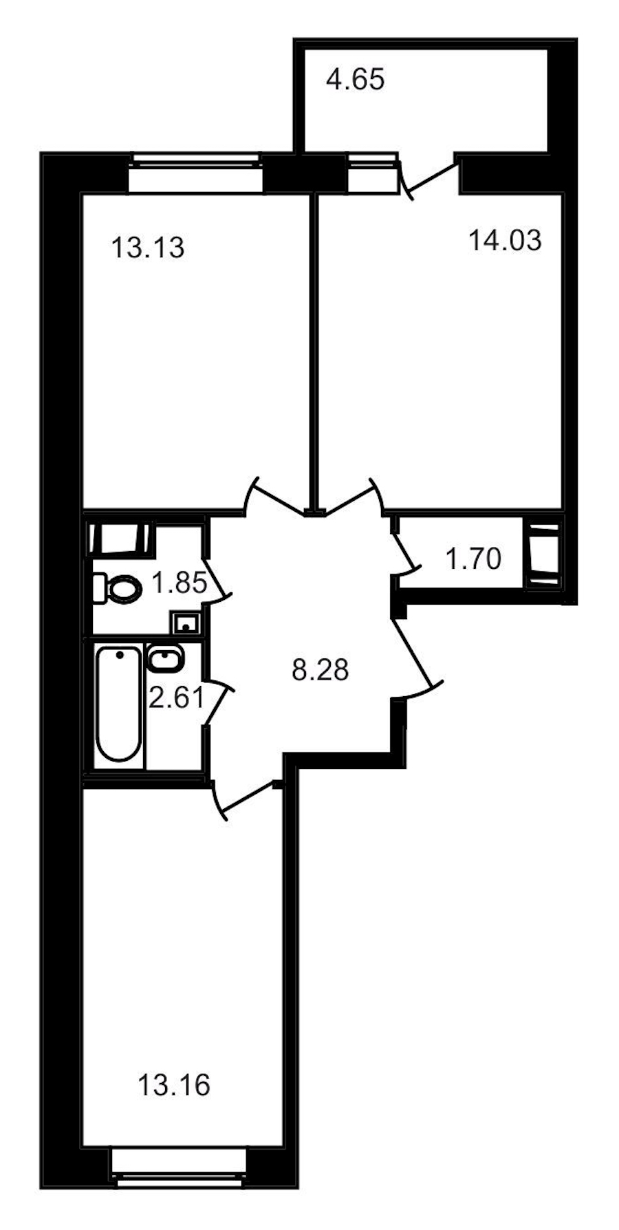 2-комнатная, 59 м² — ЖК ЖК Северный