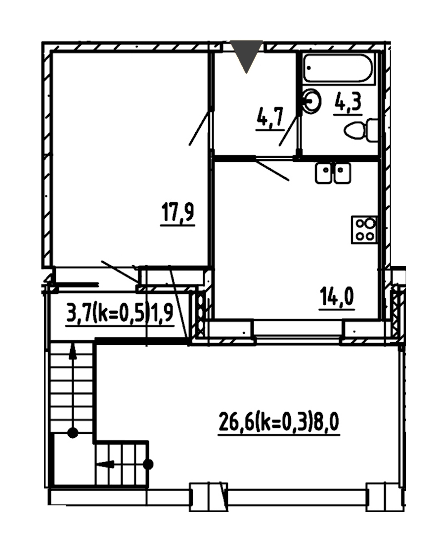 1-комнатная, 51 м² — ЖК ЖК Эталон на Неве