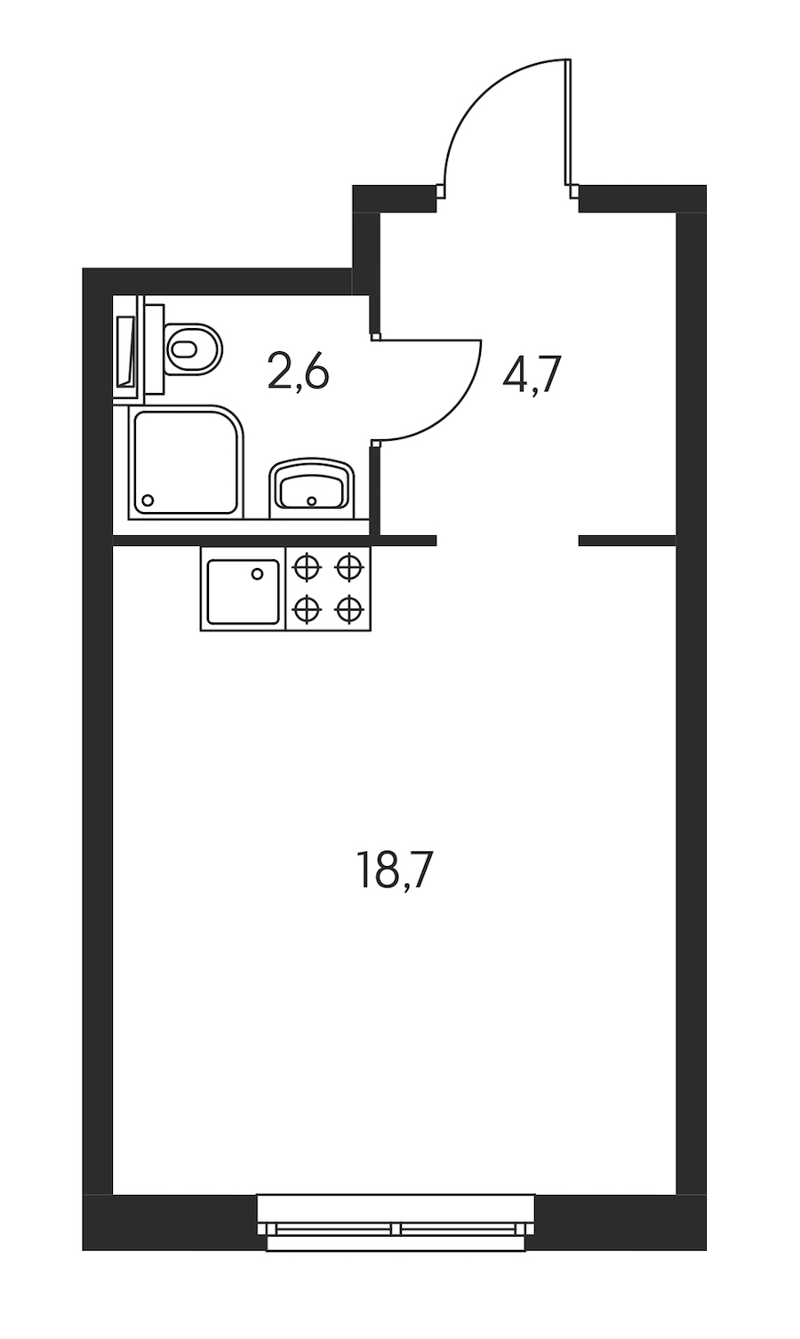 Студия, 26 м² — ЖК ЖК Орловский парк