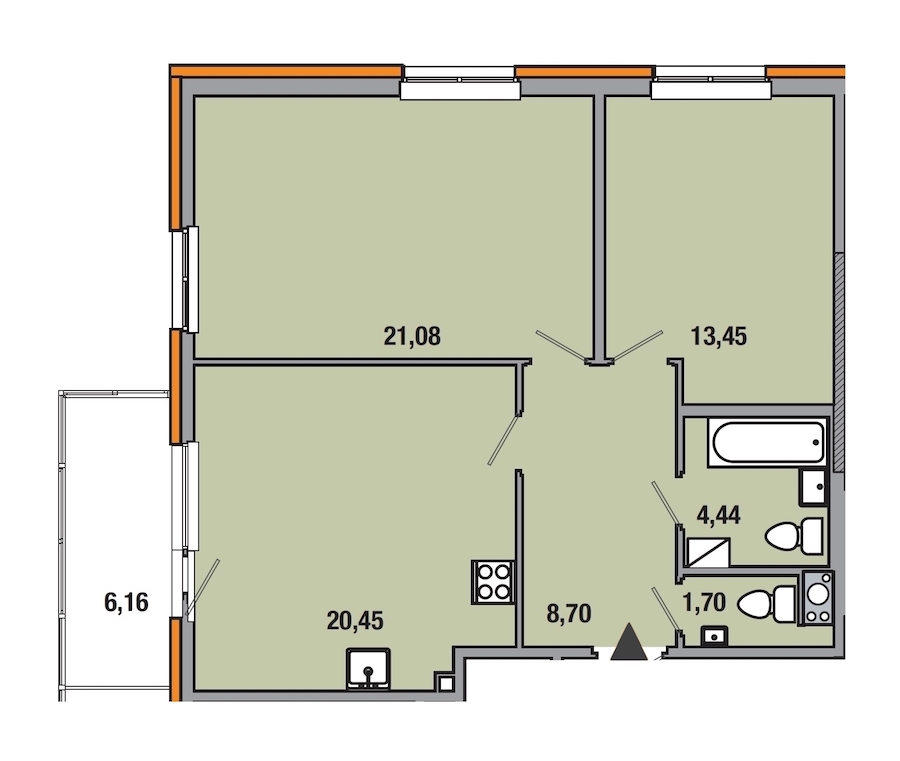 2-комнатная, 70 м² — ЖК ЖК ТАРМО