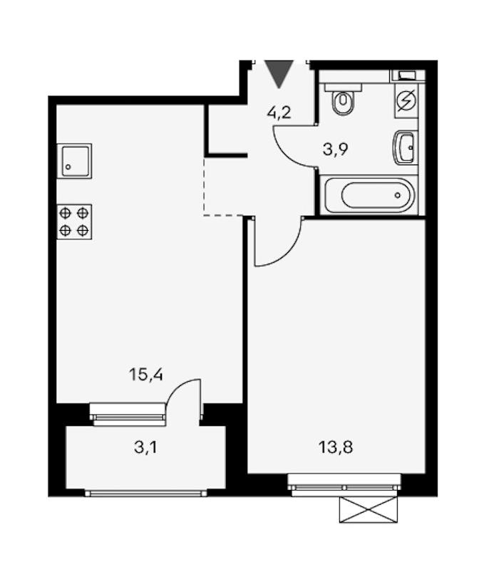 1-комнатная, 39 м² — ЖК ЖК Орловский парк