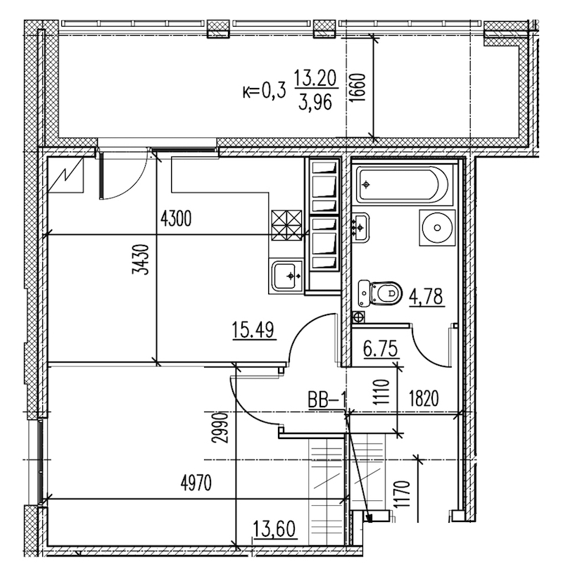 1-комнатная, 45 м² — ЖК ЖК Master на Серебристом бульваре (Мастер)