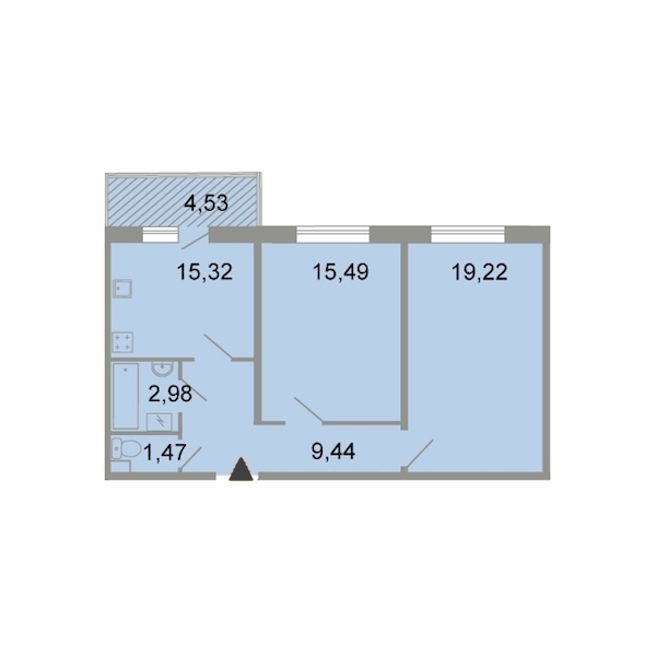 2-комнатная, 61 м² — ЖК ЖК Клёны