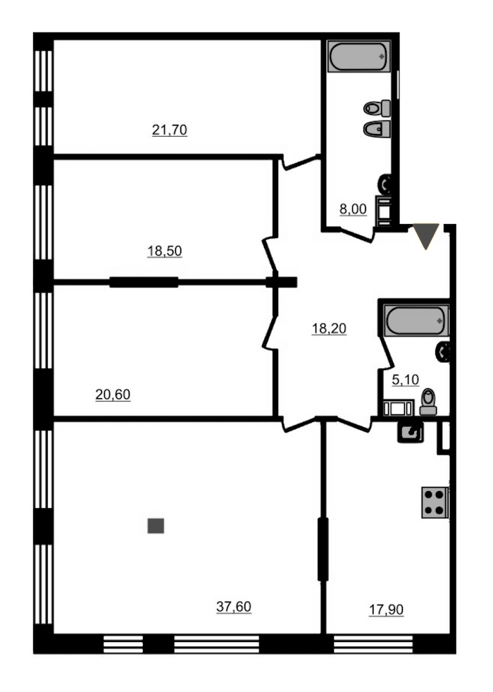 4-комнатная, 150 м² — ЖК ЖК Fusion (Фьюжн)