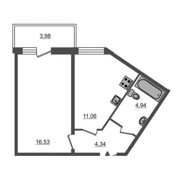1-комнатная, 37 м² — ЖК ЖК Браво