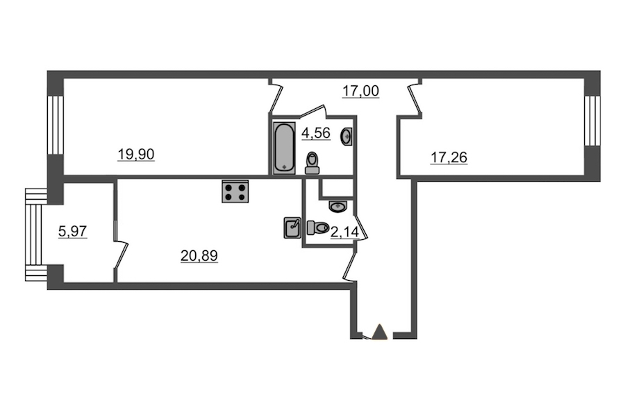 2-комнатная, 88 м² — ЖК ЖК Botanica (Ботаника)