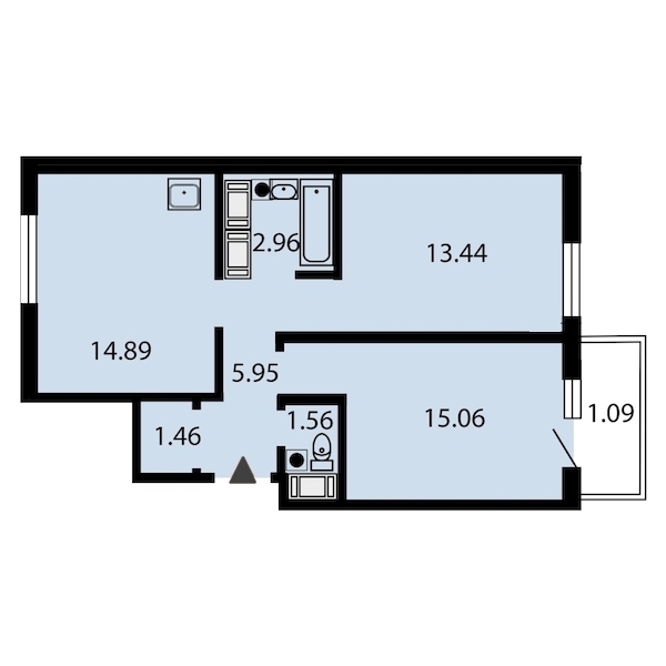 2-комнатная, 56 м² — ЖК ЖК Звездный дуэт