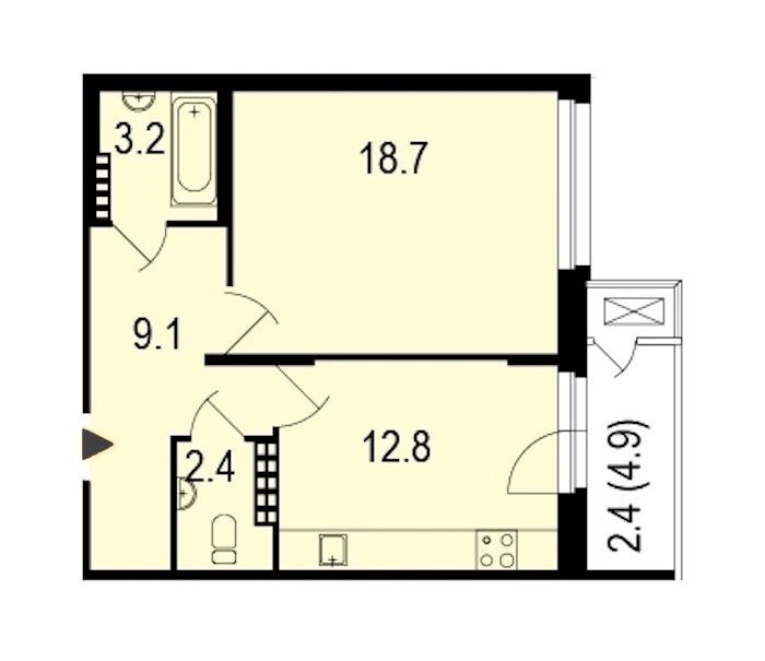 1-комнатная, 49 м² — ЖК ЖК Жемчужный берег