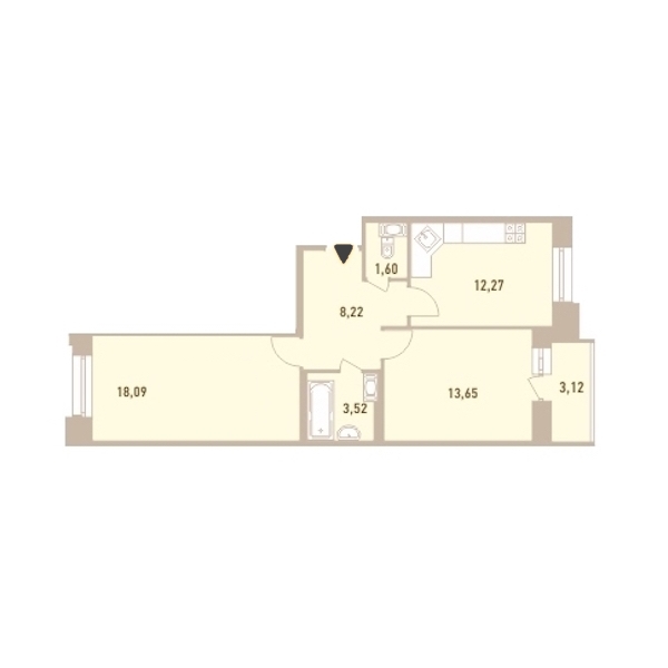 2-комнатная, 58 м² — ЖК ЖК Новый Лесснер