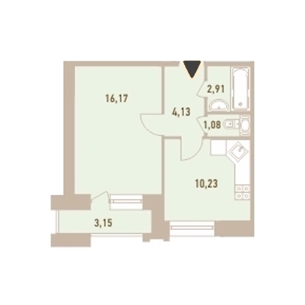 1-комнатная, 36 м² — ЖК ЖК Новый Лесснер