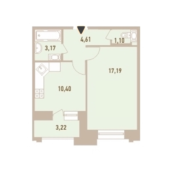 1-комнатная, 38 м² — ЖК ЖК Новый Лесснер