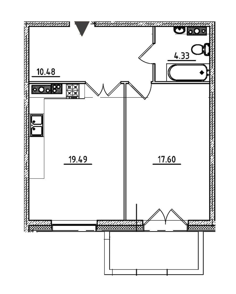1-комнатная, 53 м² — ЖК ЖК Петровская доминанта