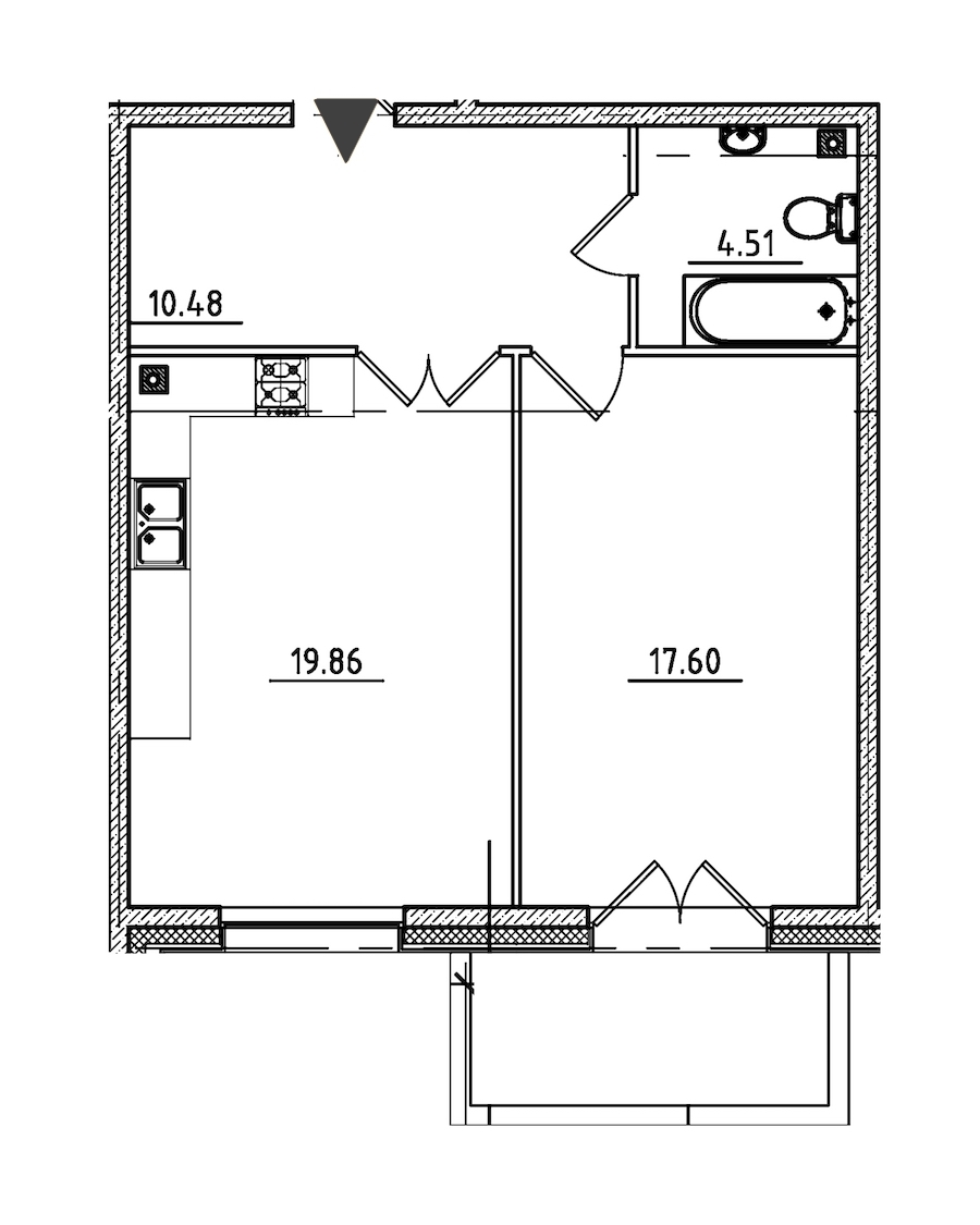 1-комнатная, 54 м² — ЖК ЖК Петровская доминанта
