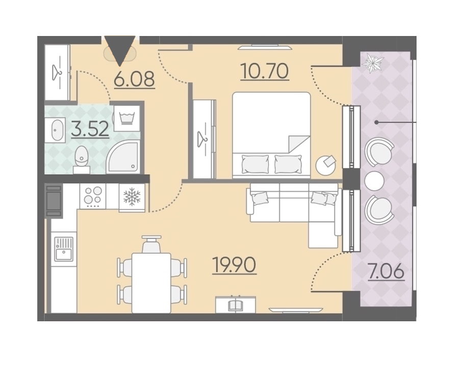 1-комнатная, 47 м² — ЖК Апарт-комплекс Neopark (Неопарк)