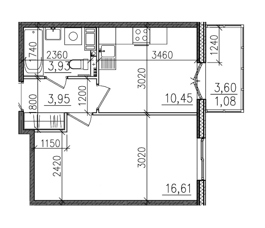 1-комнатная, 36 м² — ЖК ЖК Янила Драйв