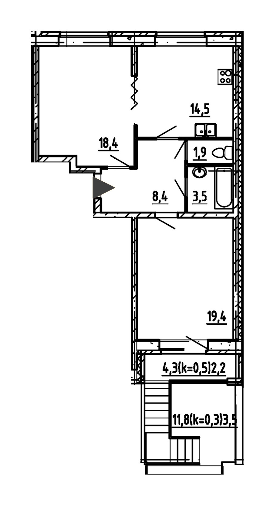2-комнатная, 72 м² — ЖК ЖК Эталон на Неве