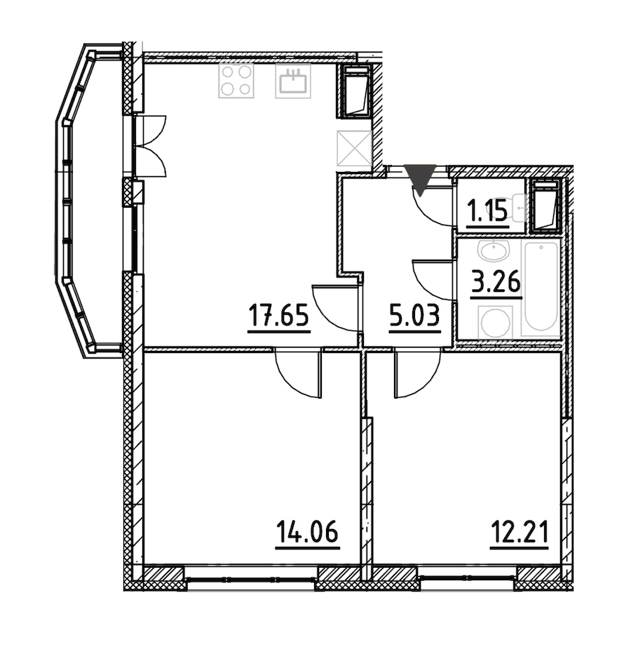 2-комнатная, 55 м² — ЖК ЖК Yoga (Йога)