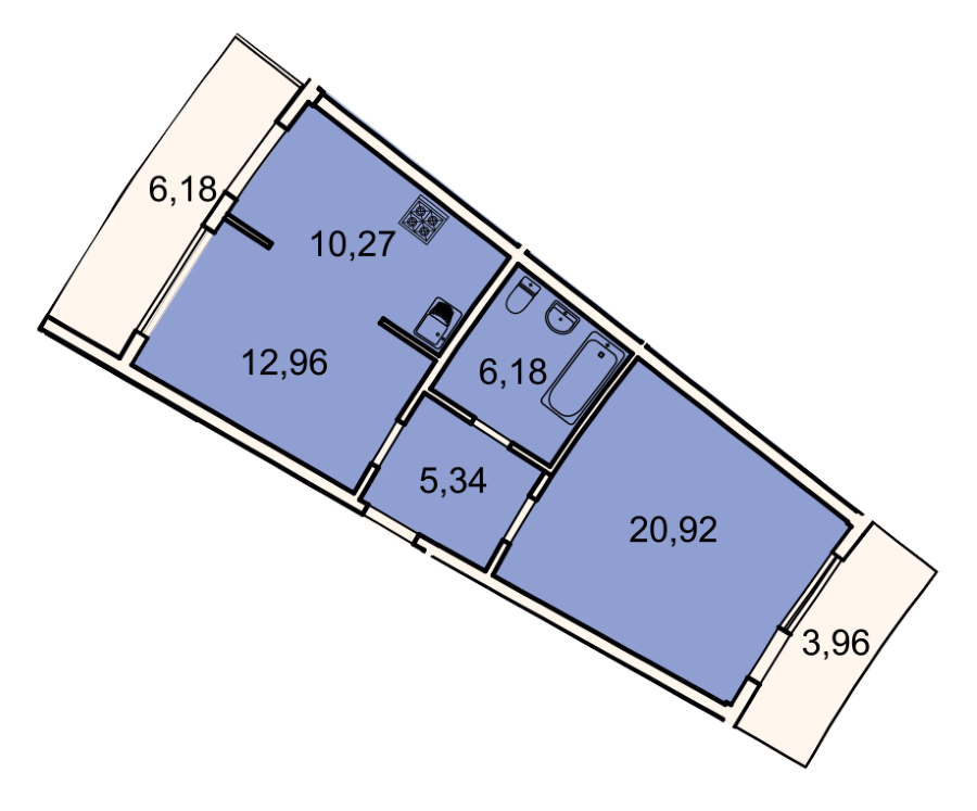 2-комнатная, 59 м² — ЖК ЖК Лахта Парк