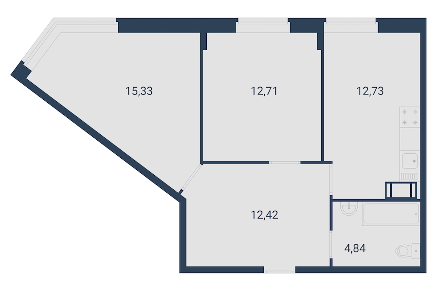 2-комнатная, 58 м² — ЖК ЖК Материк