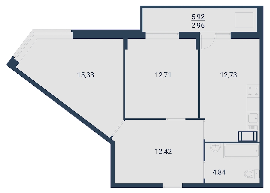 2-комнатная, 61 м² — ЖК ЖК Материк