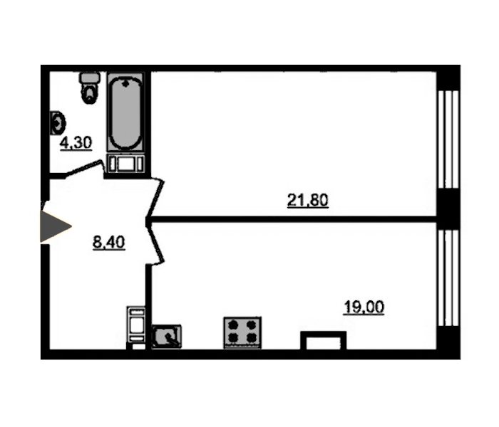 1-комнатная, 55 м² — ЖК ЖК Fusion (Фьюжн)