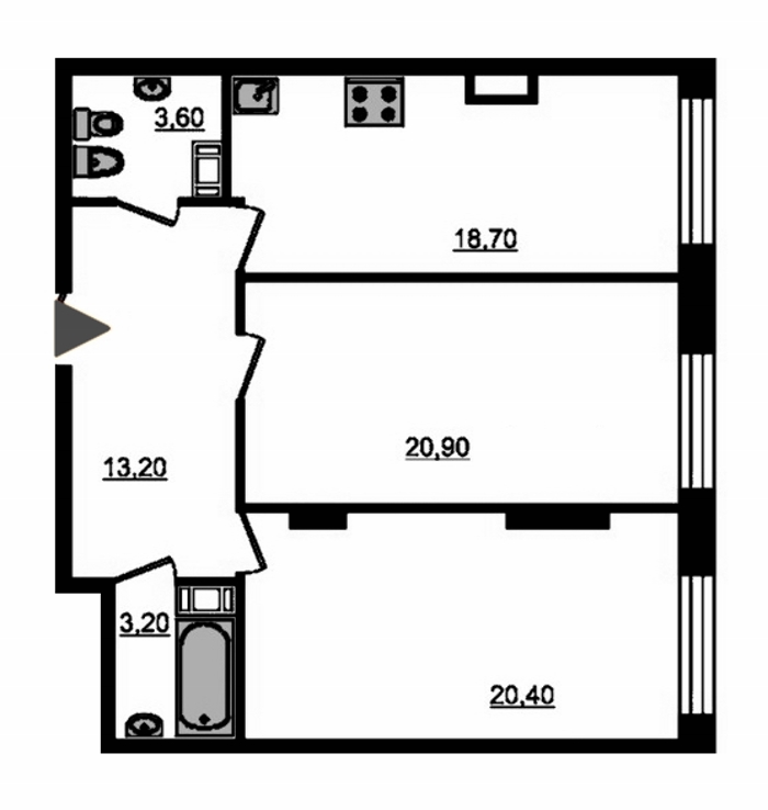 2-комнатная, 81 м² — ЖК ЖК Fusion (Фьюжн)