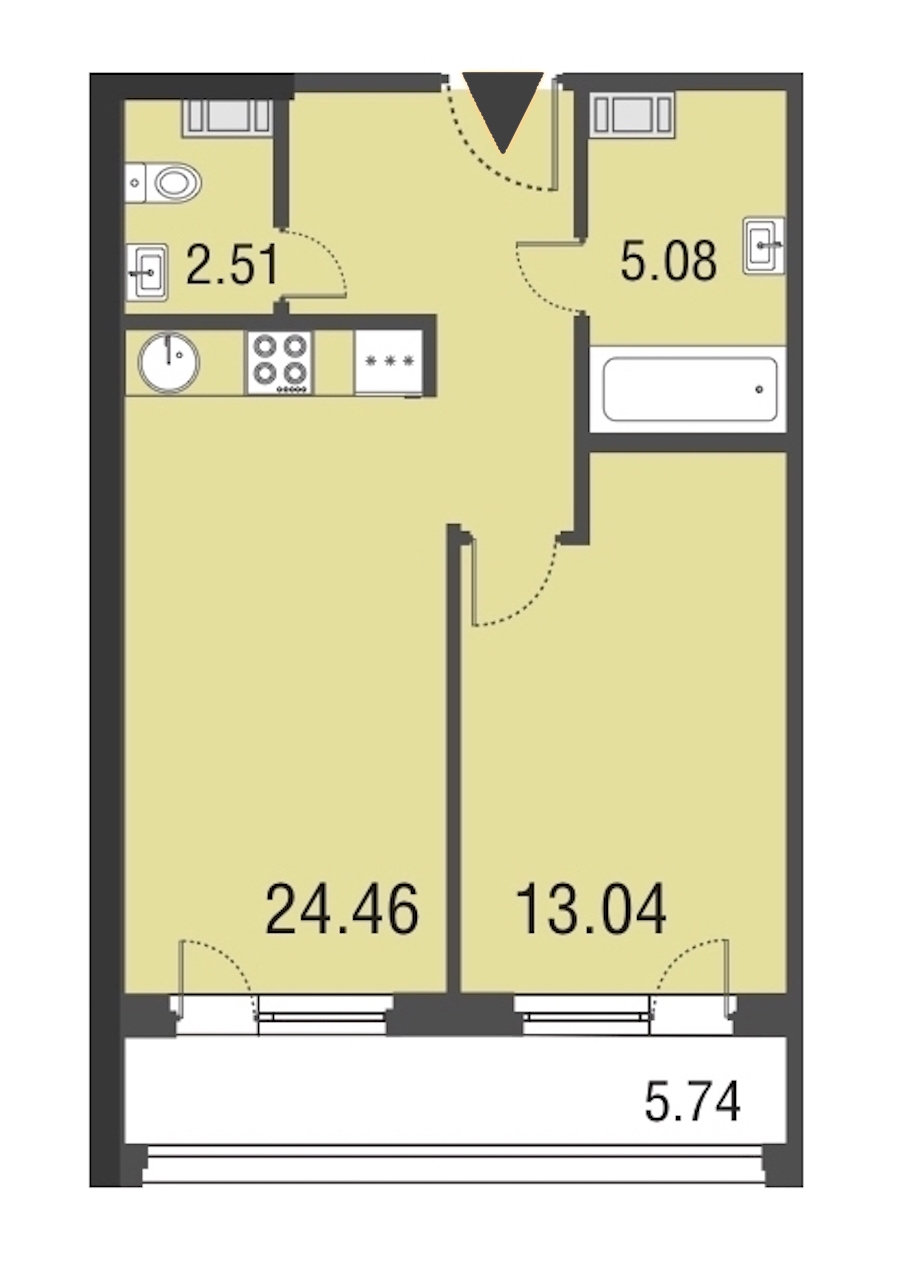 1-комнатная, 45 м² — ЖК Апарт-отель Русские сезоны