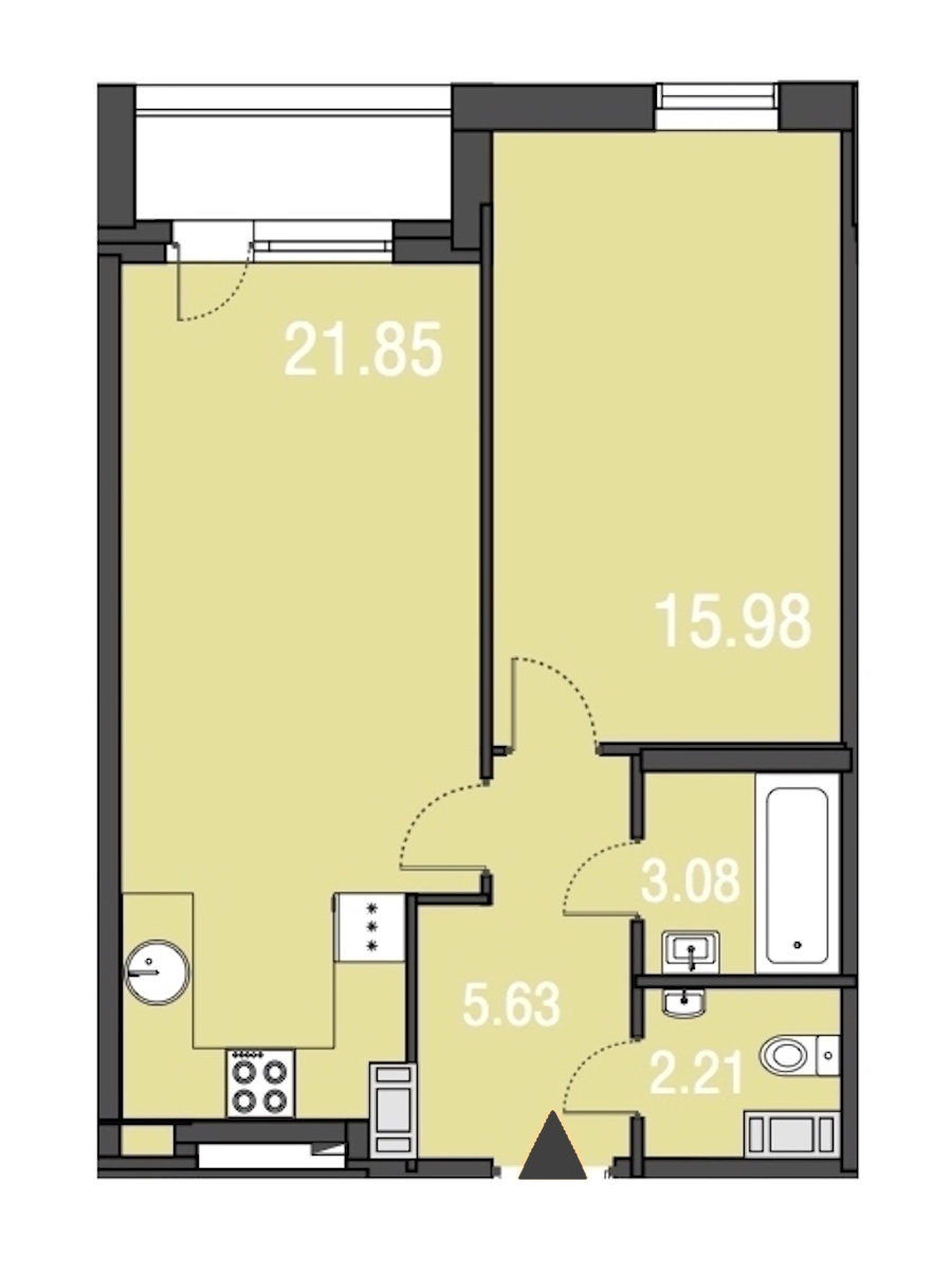 1-комнатная, 49 м² — ЖК Апарт-отель Русские сезоны