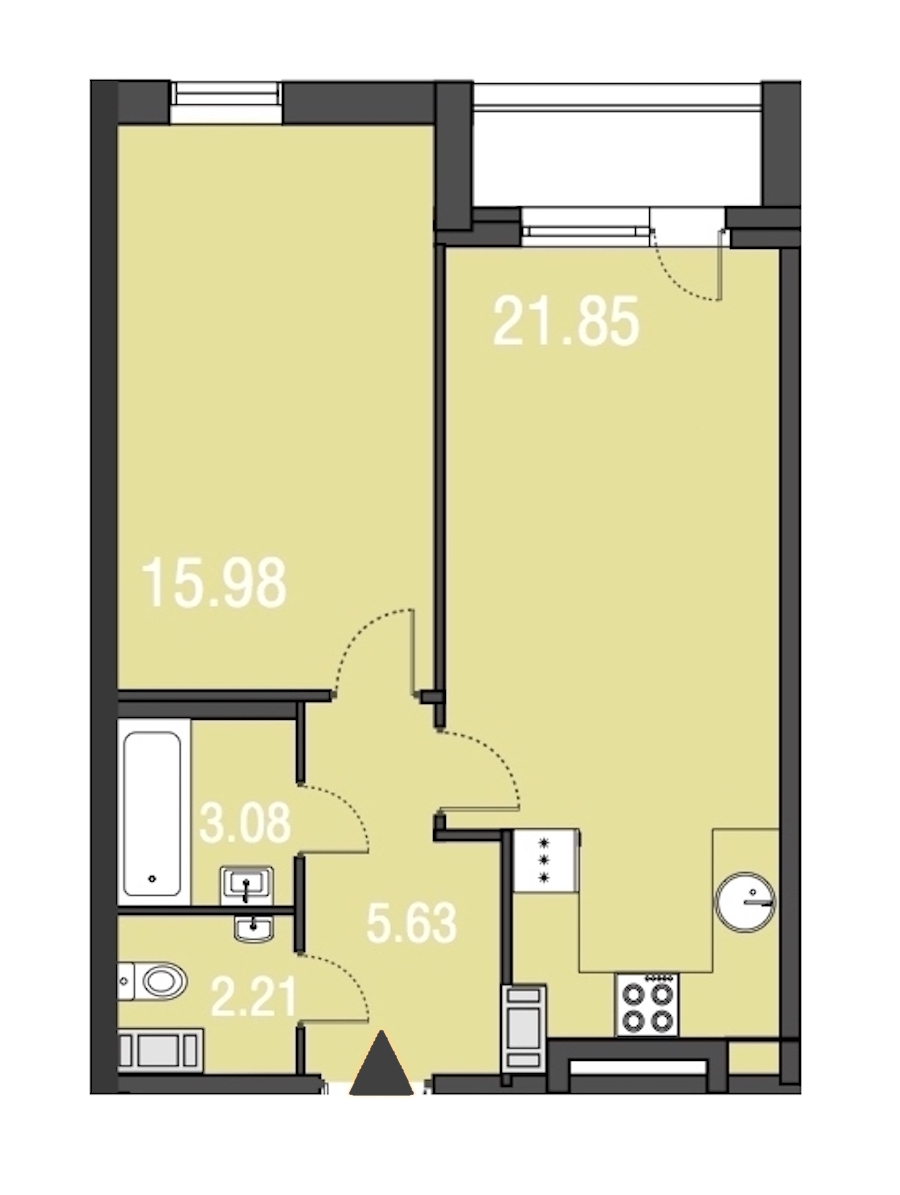 1-комнатная, 49 м² — ЖК Апарт-отель Русские сезоны