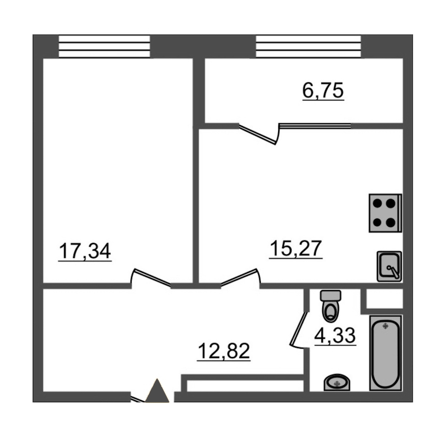 1-комнатная, 57 м² — ЖК ЖК Botanica (Ботаника)